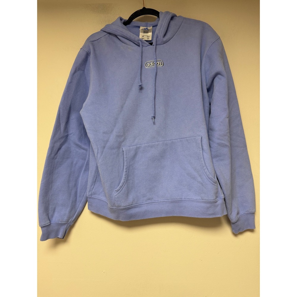 Adidas Hoodie Mens Large Blue Good Vintage Pullover Fleece‎ Sweatshirt Logo